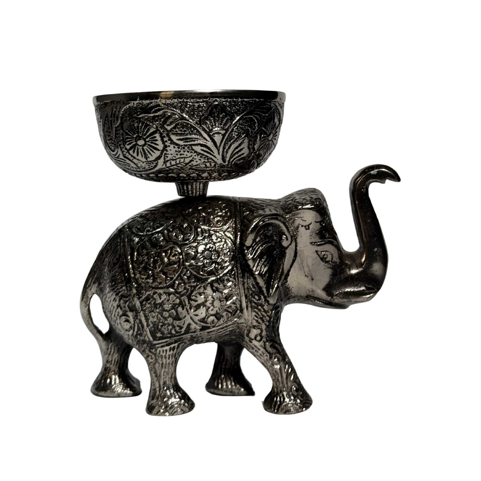 Metal Elephant with Serving Bowl  | Functional Art Removable Bowl | Traditional Indian Design Dry Fruits Snacks Entertaining | Dual-Purpose Home Decor