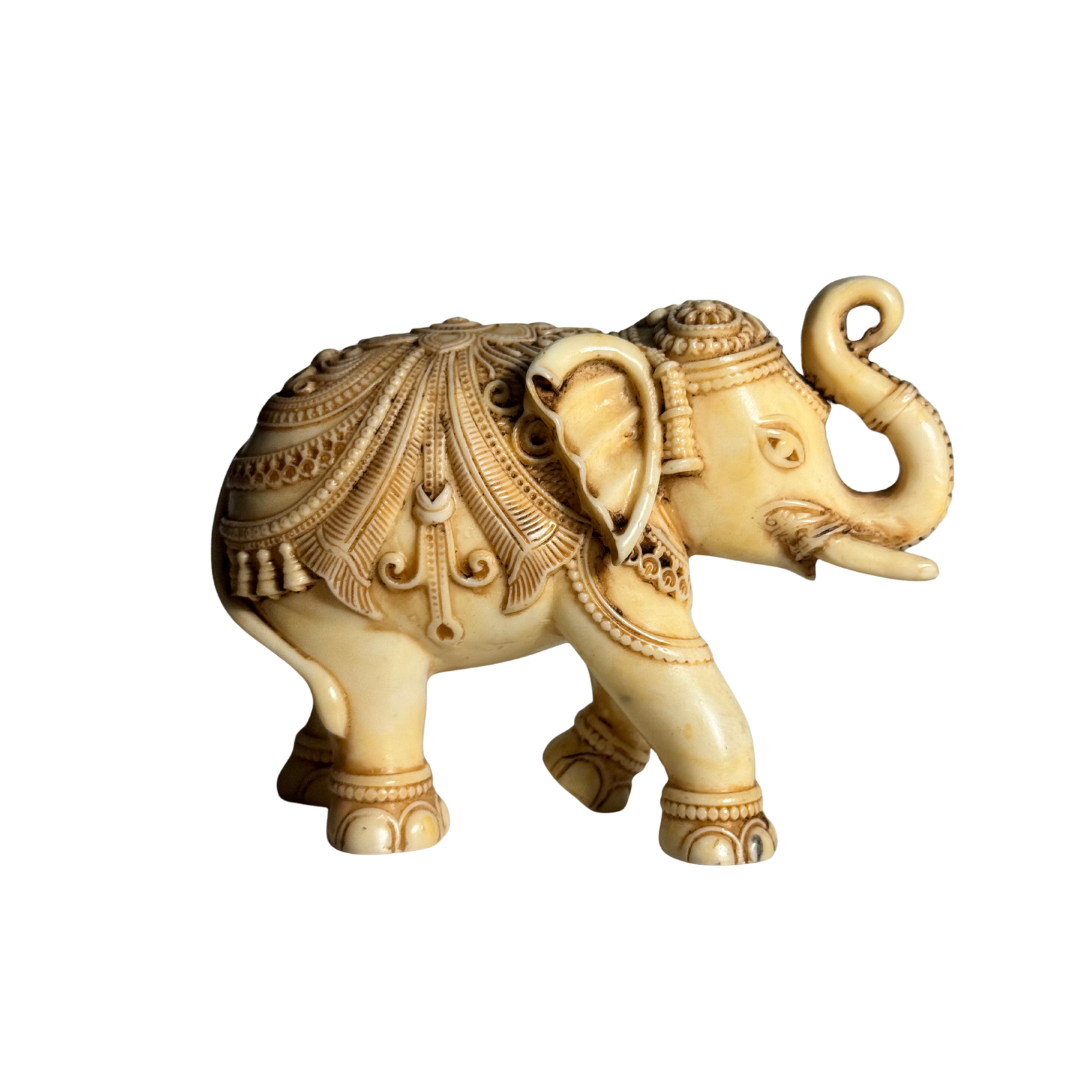 Ornate Pattern Marble Elephant | Decorative Elephant Sculpture | Geometric Pattern Elephant | Textured Marble Elephant | Designer Elephant Decor