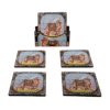 Handmade Wooden Tea Coaster Set | Hand-Painted Elephant Spice Design & Camel Print Collection | Traditional Indian Art Table Protection Decor